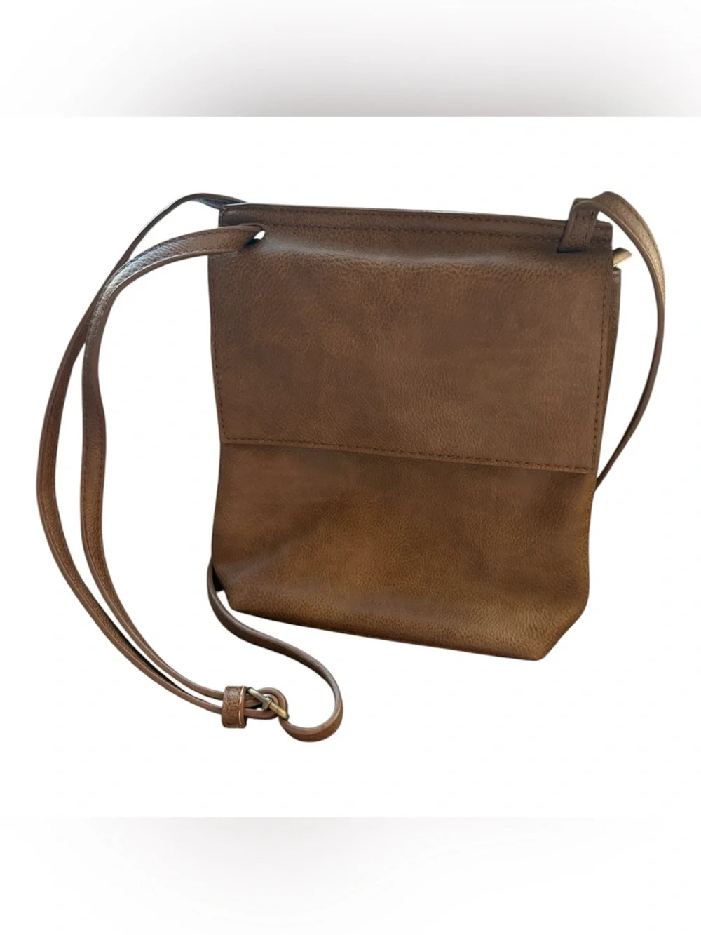 Enjoy Cognac Brown Minimalist Crossbody Bag Floral Lining